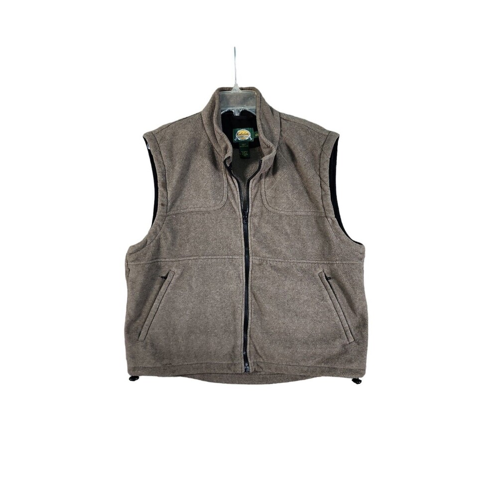 Cabela's Quilted Fleece Vest Adult Size L Light Brown Full Zip Pockets